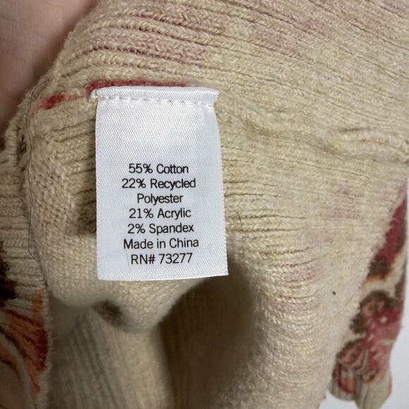Lauren Conrad Sweater Plus Size 1x Floral Print Beige Mock Neck Fall Winter Warm - Picture 4 of 9